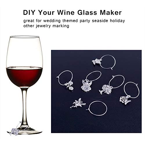 Jdesun 100 Pieces Wine Glass Charm Rings Earring Hoops and 100 Pieces Ocean Fish & Sea Charms Pendants for DIY Your Unique Wine Glass Marker - Thumbnail 5