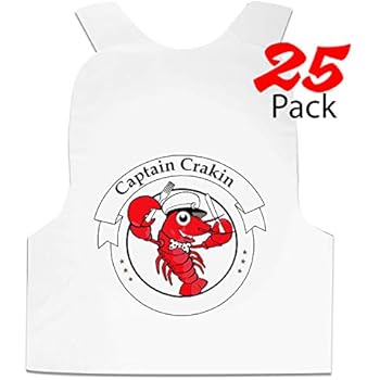Lobster Bibs 25 Pack for Seafood Boil, Bake, or Fest, Disposable Plastic Apron, Crawfish, Crab, Accessories, Party Supplies, Adults, Kids