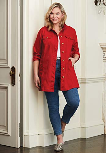 Jessica London Women's Plus Size Long Denim Jacket - Medium Stonewash, 18 W - Thumbnail 5