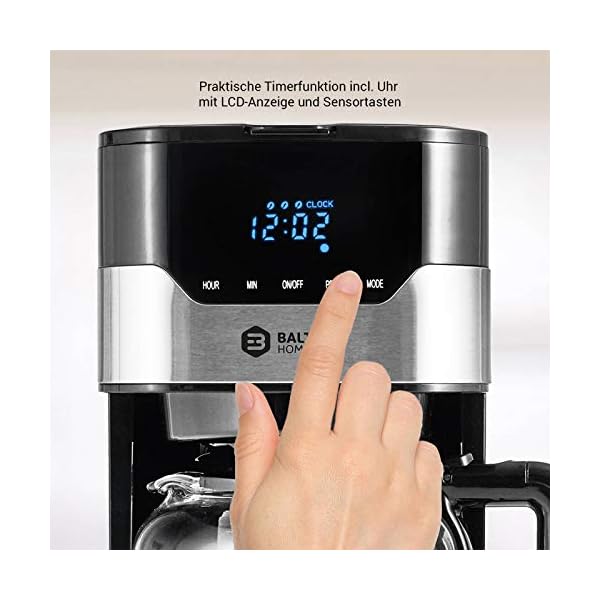 Balter Filter Kaffeemaschine mit Timer ✓ 3 Brühstärken ✓ LCD Display und Touchtasten ✓ Permannentfilter ✓ Glasskanne für… – Bild 6