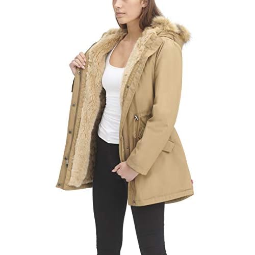 levi's women's faux fur lined hooded parka jacket