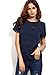 Romwe Women's Loose Short Sleeve Round Neck Solid Summer T-Shirt Tops Blouse Navy XS
