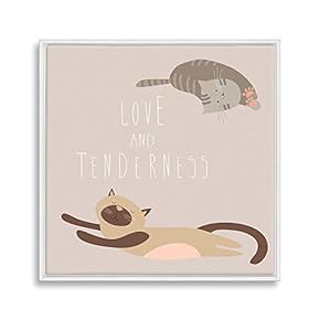Framed Canvas Wall Art for Living Room, Bedroom Cute Cartoon Cats Canvas Prints for Home Decoration Ready to Hanging - 16x16 inches