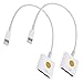 2 Pack of Superior Grade 8 Pin Lightning to 30 Pin Adapter Converter Charger Cables for iPhone 7, 7 Plus, 6S, 6S Plug, iPad (White)