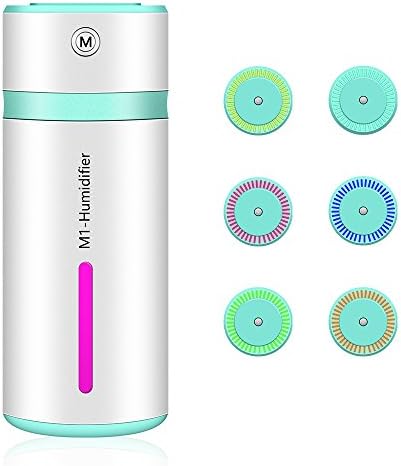 Mini Cool Mist Ultrasonic Air Humidifier, Tonyhoney 240 ML Air Purifier 7 Color Changing LED Lights Effect Auto-Off, Portable Quiet Air Cleaner Diffuser for Car Bedroom Home Yoga (Green)