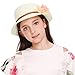 Summer Baby Girl Half a Flanging Straw Hat Beach Sun Cap with Two Flowers,White