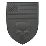 All Black USA American Flag Punisher Shield Subdued ACU PVC Rubber Fastener Patch