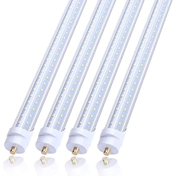 T8 V Shaped 8FT LED Tube Light 65W 270 Degree Single Pin FA8 Base, 7800LM, 5000K Daylight White, 8 Foot Double Side (150W LED Fluorescent Bulbs Replacement),Dual-Ended Power AC 85-277V 4 Pack