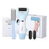 Ovonni Electric Foot Callus Remover with Manual Foot File Rasp - Battery Operated Pedicure Shaver for Removing Dead, Hard, Cracked Skin with 3 Interchangeable Rollers and 2 Speeds