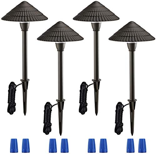 LEONLITE LED Panorama Lighting, 3W AC/DC 12V Low Voltage Pathway Lights, IP65 Waterproof Backyard Gentle, Non-Dimmable, ETL Listed, Bronze Aluminum Housing, 3000K Heat White, Pack of 4