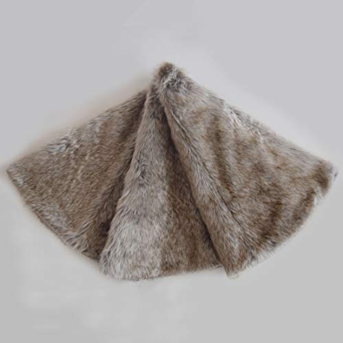 Gireshome Deluxe Multi Color Soft Plush Faux Fur Brown Grey Christmas Tree Skirt (36inch)-90cm