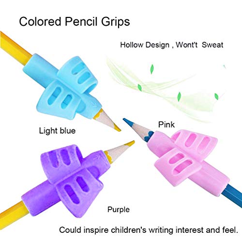 Pencil Grips - BUSHIBU Children Pen Writing Aid Grip Set Posture Correction Tool for Kids Preschoolers Children,Hollow Ventilation (3PCS) - Thumbnail 5