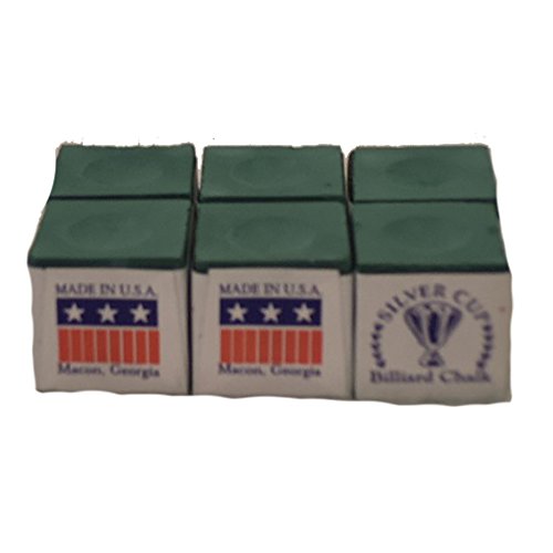 Silver Cup Half Dozen Green Pool Cue Chalk