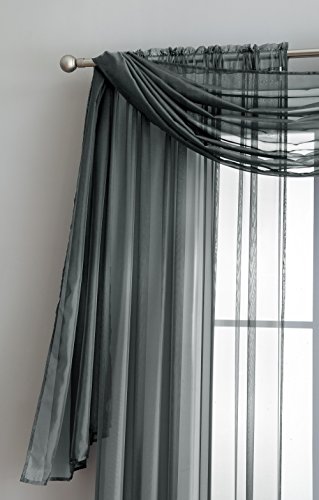 LinenZone Amazing Sheer Window Scarf Fabric Sheer Voile Curtain for Window Treatment - Add to Window Curtains for Enhanced Effect (56"x144", Charcoal)