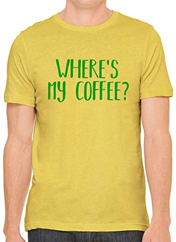 Where is My Coffee Green Font Unisex Premium Crewneck T-Shirt Tee, Maize S