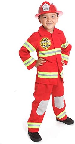 MONIKA FASHION WORLD Fire Fighter Costume Kids Light up Hat Fire Man S M 4-5 6-8