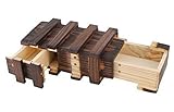 Y&Y Star Kongming Three side open Magic Wooden Box with Extra Secure Secret Drawer, Brown