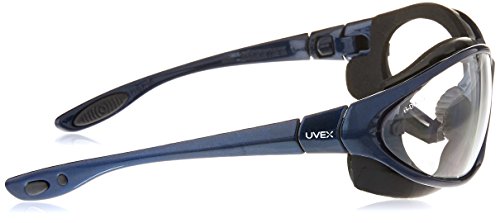 Uvex S0620X Seismic Safety Eyewear, Metallic Blue Frame, Clear Uvextra Anti-Fog Lens/Headband