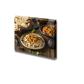 Canvas Prints Wall Art - Homemade Chicken Tikka Masala with Rice and Naan - 12" x 18"