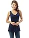 PattyBoutik Women’s V Neck Shirred Shoulder Sleeveless Blouse (Navy Blue Small)