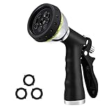 VicTsing Garden Hose Nozzle, Heavy Duty Spray Nozzle with 8 Adjustable Watering Patterns High Pressure, Slip and Shock Resistant Water Nozzle Hose for Watering Plants and Car wash