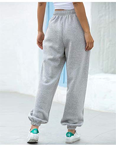 JIURI Womens Jogger Elastic Waist Sweatpants High Waist Active Athletic Yoga Running Sports Trousers with Pocket(GY,2XL)