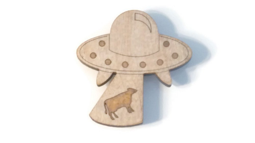 UFO Spaceship 2.25 in by 2.25 in Birch Handmade