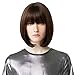 REECHO Bob Wig with Bangs, Short Bob Wigs with Bangs Synthetic Replacement Hair Wigs for Women (11 Inch (Pack of 1), Brown with Auburn Highlights)