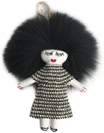 Raccoon Fur Doll Fluffy Key Chain Crystal Tchi Tchi Bag Pendant Keyring For Women