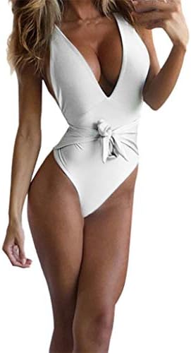Women One Pieces Swimming Costume TUDUZ Ladies Push-up Swimsuit Deep V Neck Tummy Control Swimwear Bathing Beachwear