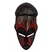 NOVICA Nigerian Red And Black Handcrafted African Rubberwood Mask With Brass Accents, 'Harvest Joy'