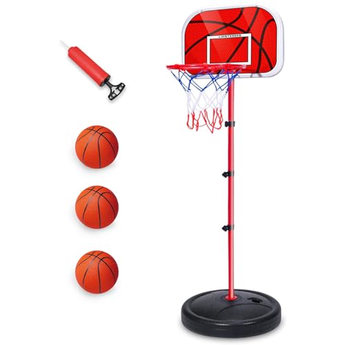 Kezidhp Children's Basketball Hoop with 3 Balls, 1 Pump, Adjustable Height 50-150 cm, for 3 to 8 Years Children, Indoor and Outdoor