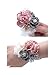 Flonding Rose Wedding Wrist Corsage and Boutonniere Set Party Prom Hand Ribbon Flower Suit Decor (Champagne Pink)