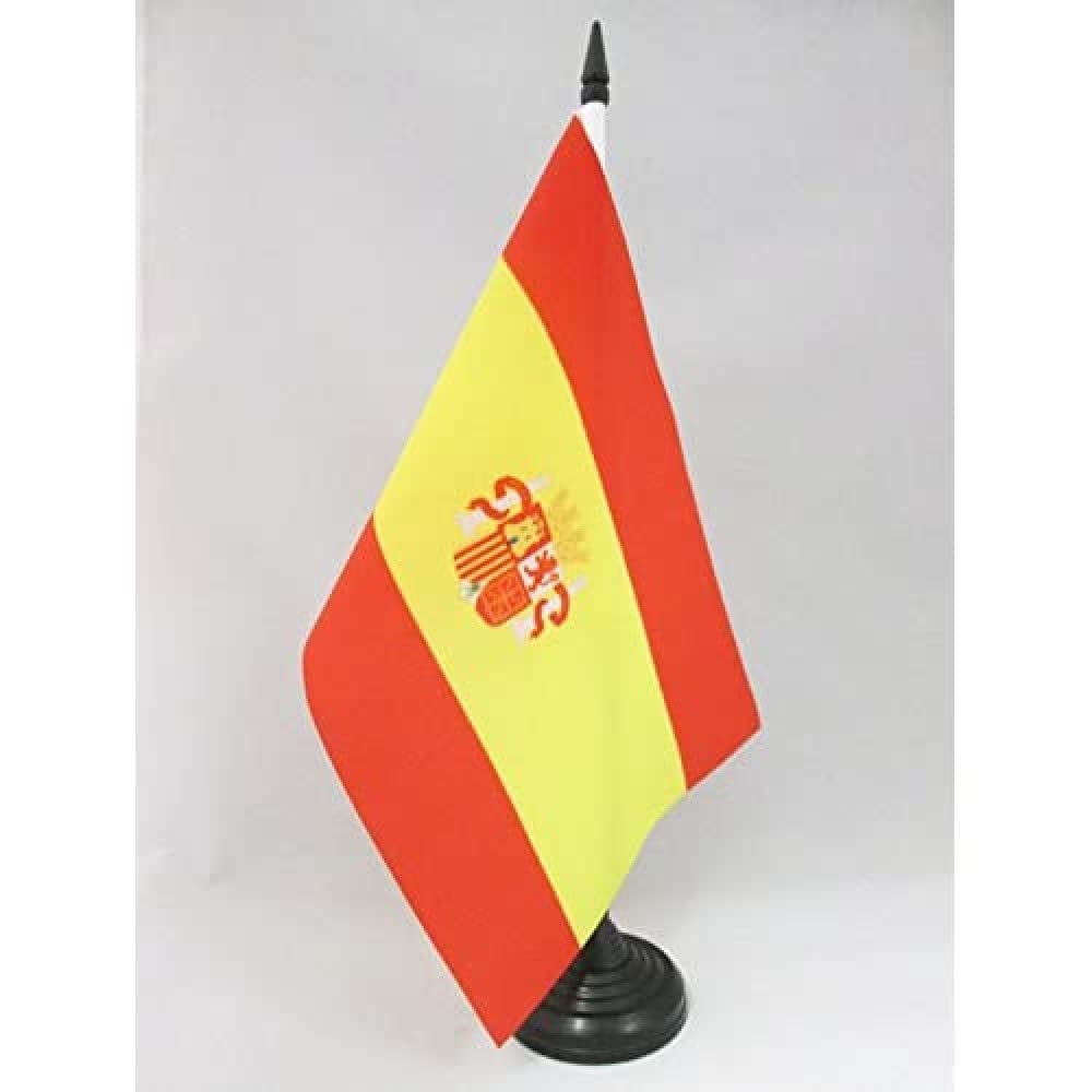 AZ FLAG First Spanish Republic 1873-1874 Table Flag 5'' x 8'' - Spanish Office Decoration 100% Polyester 21 x 14 cm - Mini Desk Flag with Pole and Black Plastic Base