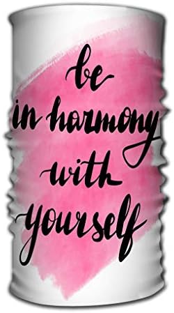Xunulyn comfy Face Bandana Mask breathable Headwrap lettering inscription be harmony yourself motivating quote watercolor stain lettering inscription be