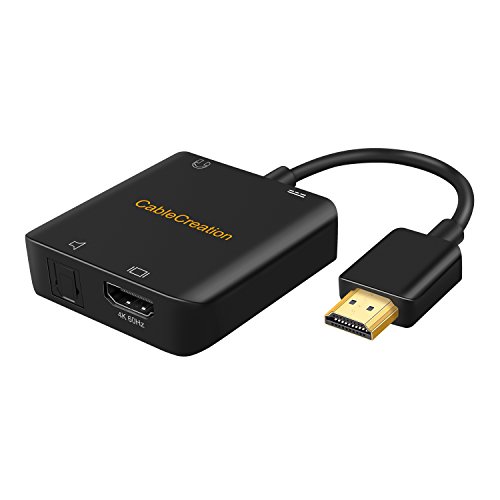 HDMI Audio Extractor, CableCreation 4K x 2K @60HZ HDMI to HDMI + Toslink Optical Digital Output + 3.5mm Stereo Audio Extractor Converter HDMI Audio Splitter Adapter