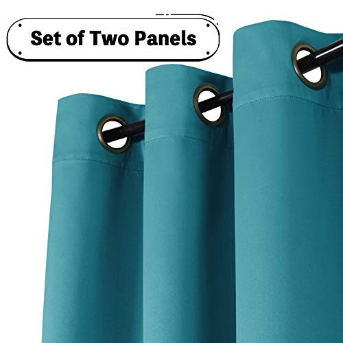 image for Turquoize Blackout Curtains for Bedroom Drapes, Teal Blackout Window C