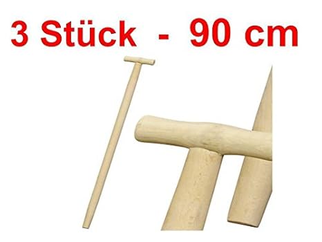 3 x Spatenstiel Grabegabel Spatengabel Stiel Holzstiel T Griff 90cm Set Ø 36 BUCHE