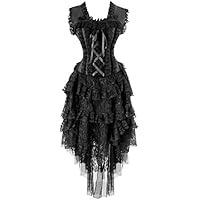 Kimring Women's Vintage Victorian Steampunk Corset Dress Showgirl Cancan Costume