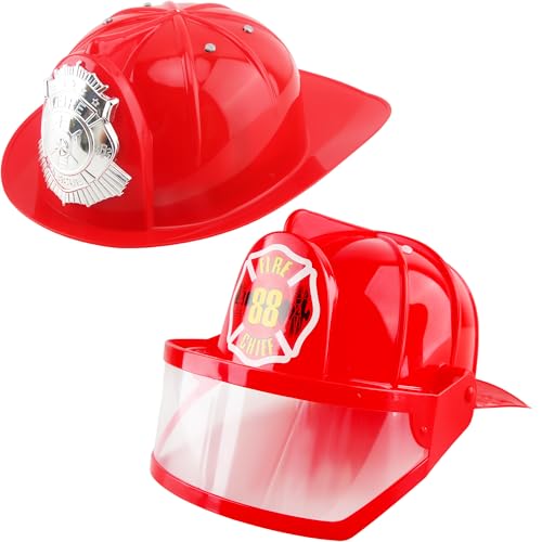 Flotory 2 Pcs Kids Fire Hat Red Firefighter Hat Plastic Fireman Helmet Costume Accessory for Firefighter Cosplay Dress Up Party Favors at Amazon