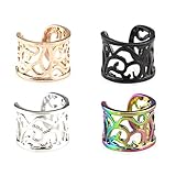 LIZD 4pcs Hollow Stripe Art Earring Cuff Clip-on Ear No Piercing Jewelry for Graceful Women Girl