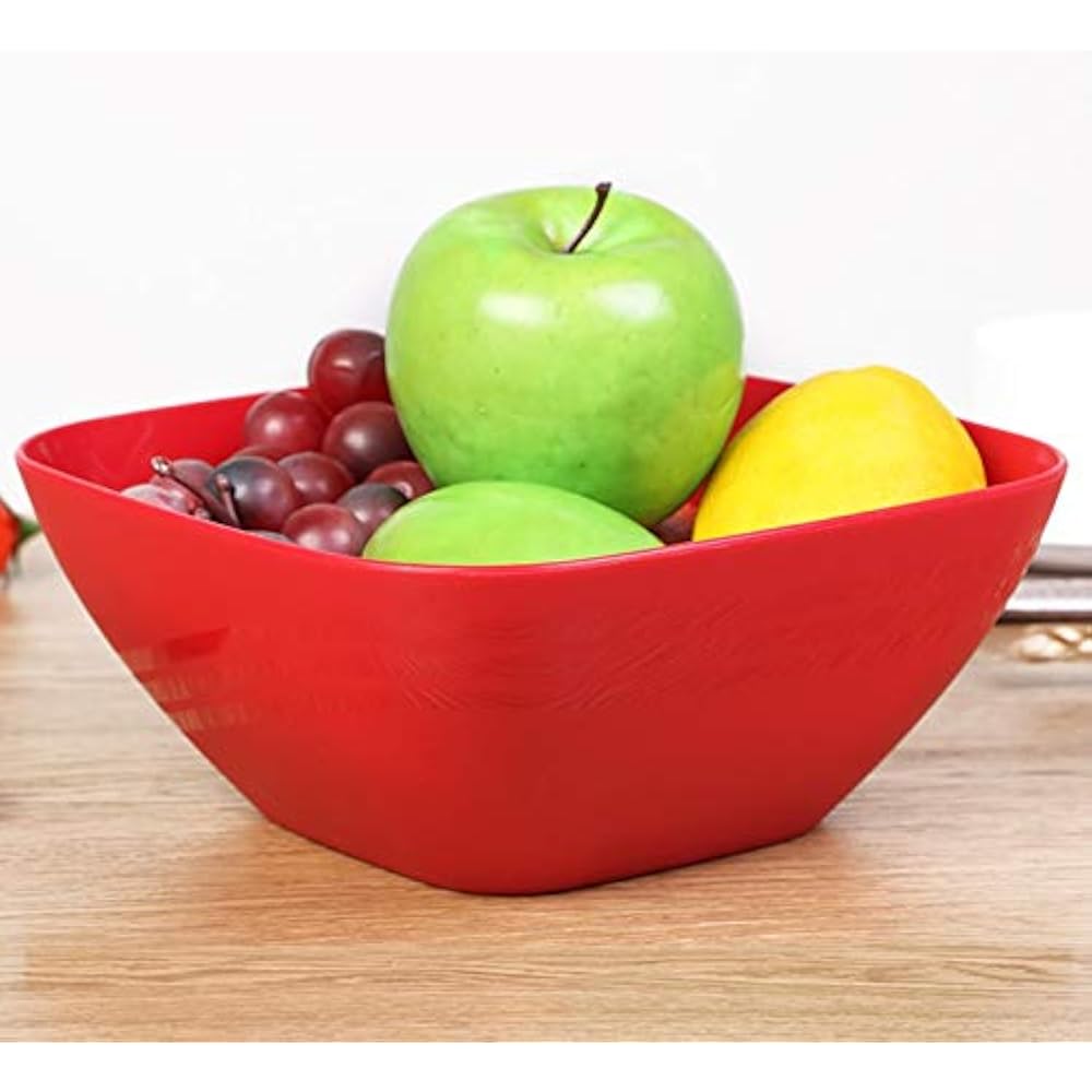 Set Of 4 Large Plastic Serving Bowls, Reusable Colorful Square Mixing