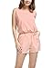 Allegra K Women Round Neck Cut Out Back Romper Summer Jumpsuit Pale XS Pink