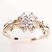 14K CZ Stones Clover on a Twisted Vine Ring - Rose Gold / White Gold Plated