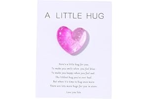 Heart Pocket Hug Token Gift Card, Inspirational Message Cards for Family, Pink and Purple