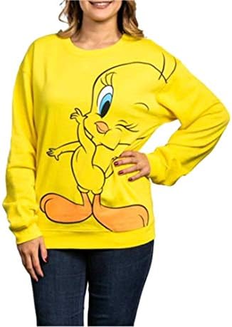 Juniors Tweety Bird Long Sleeve Pullover Sweatshirt (Large 11-13) Yellow