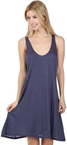 Le More Women's Isabella Back Detailed Micro Modal Short Dress Medium Denim Blue