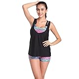 BOSSAND Women 3 Pieces Tribal Print Tankini Swimsuit Set with Boyshort