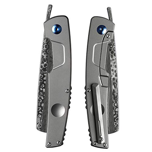 Miki Camping Pocket Folding Japanese Knife,Titanium Handle, Frame Lock