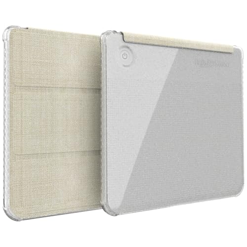 TUDIA SKN FLIP Designed for Kobo Libra Colour Case (2024) - [Auto Wake/Sleep Technology] Shockproof Slim Transparent TPU Back with Trifold Leather eReader Cover - Glitter Beige